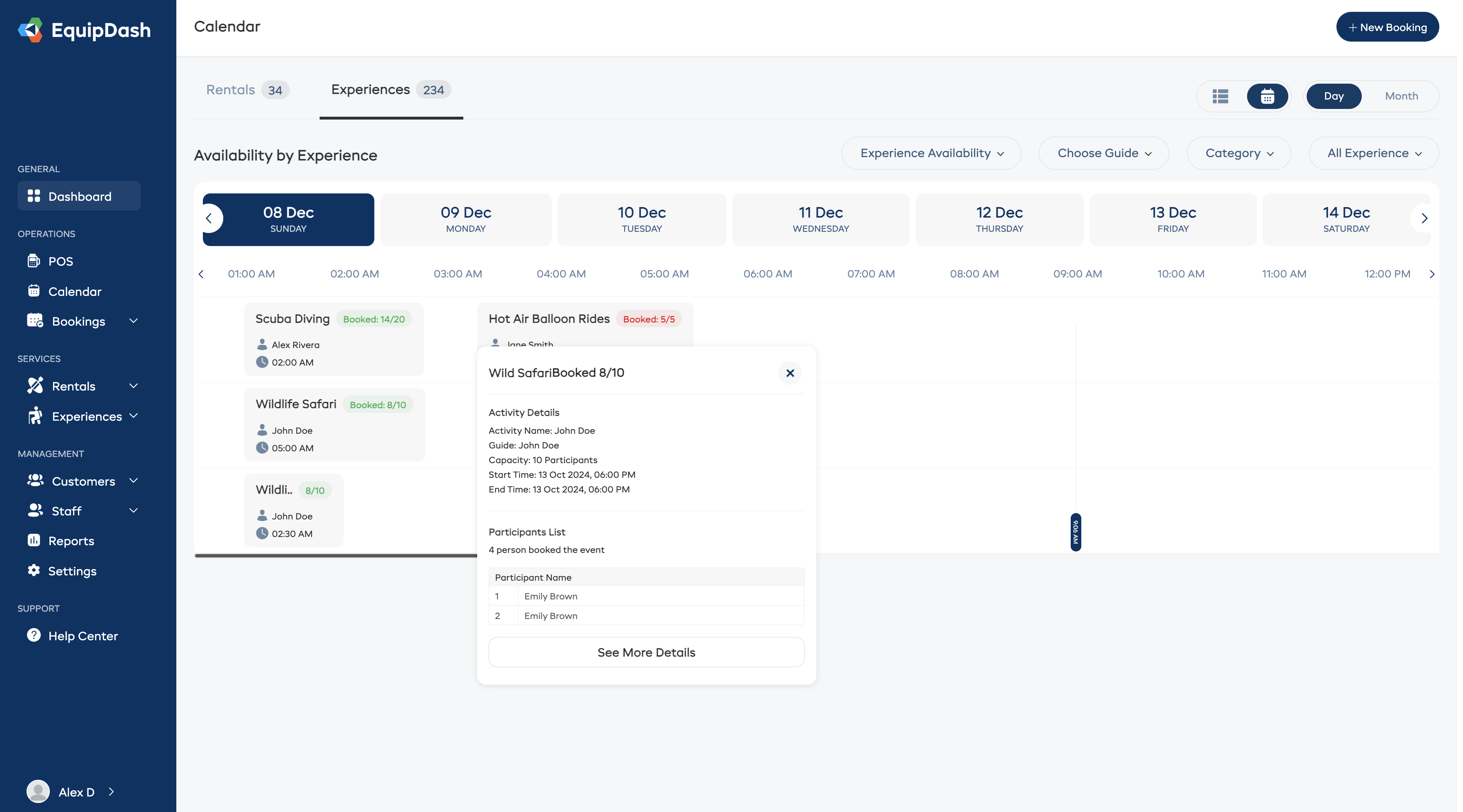 EquipDash — custom calendar view 1