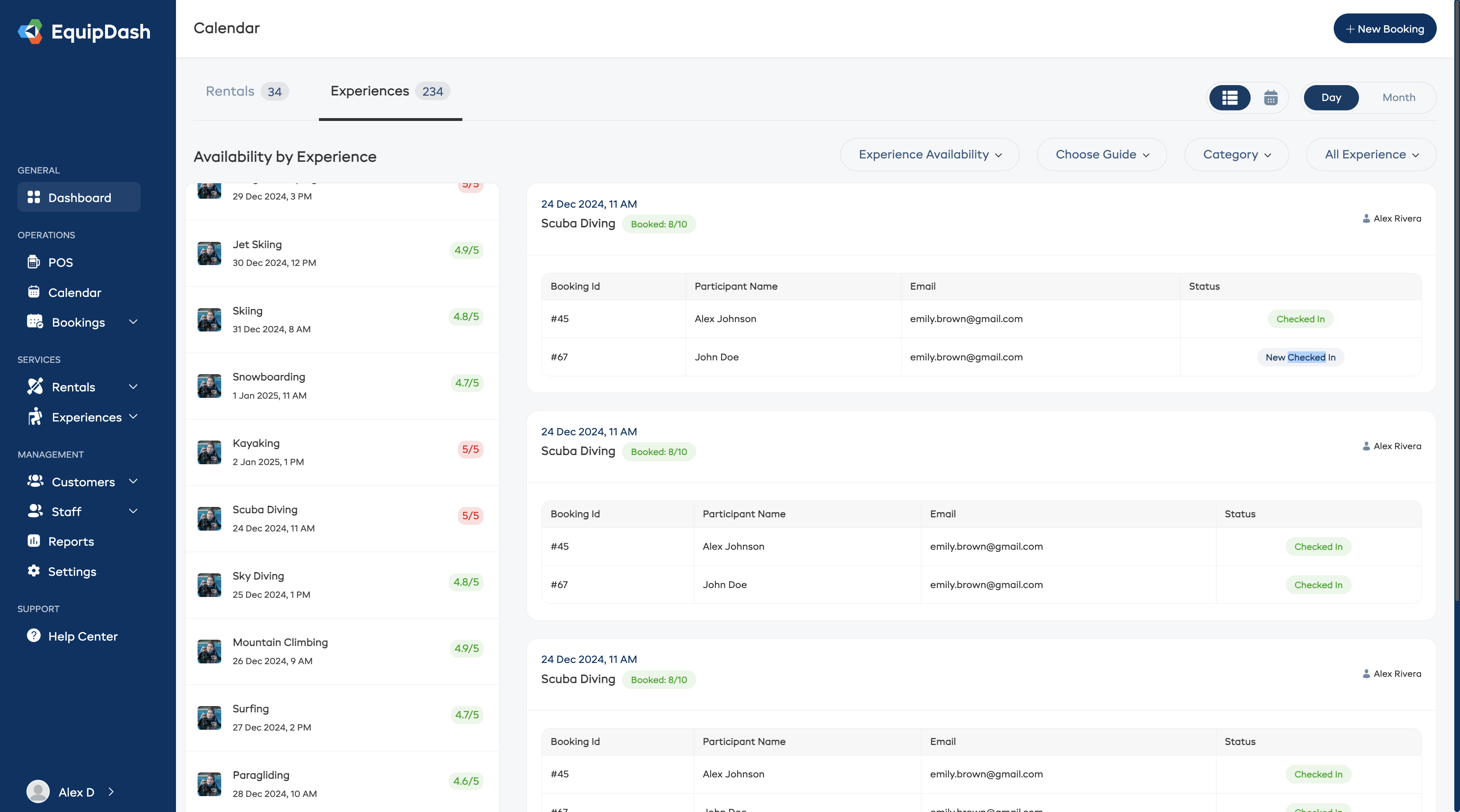 EquipDash — custom calendar view 2