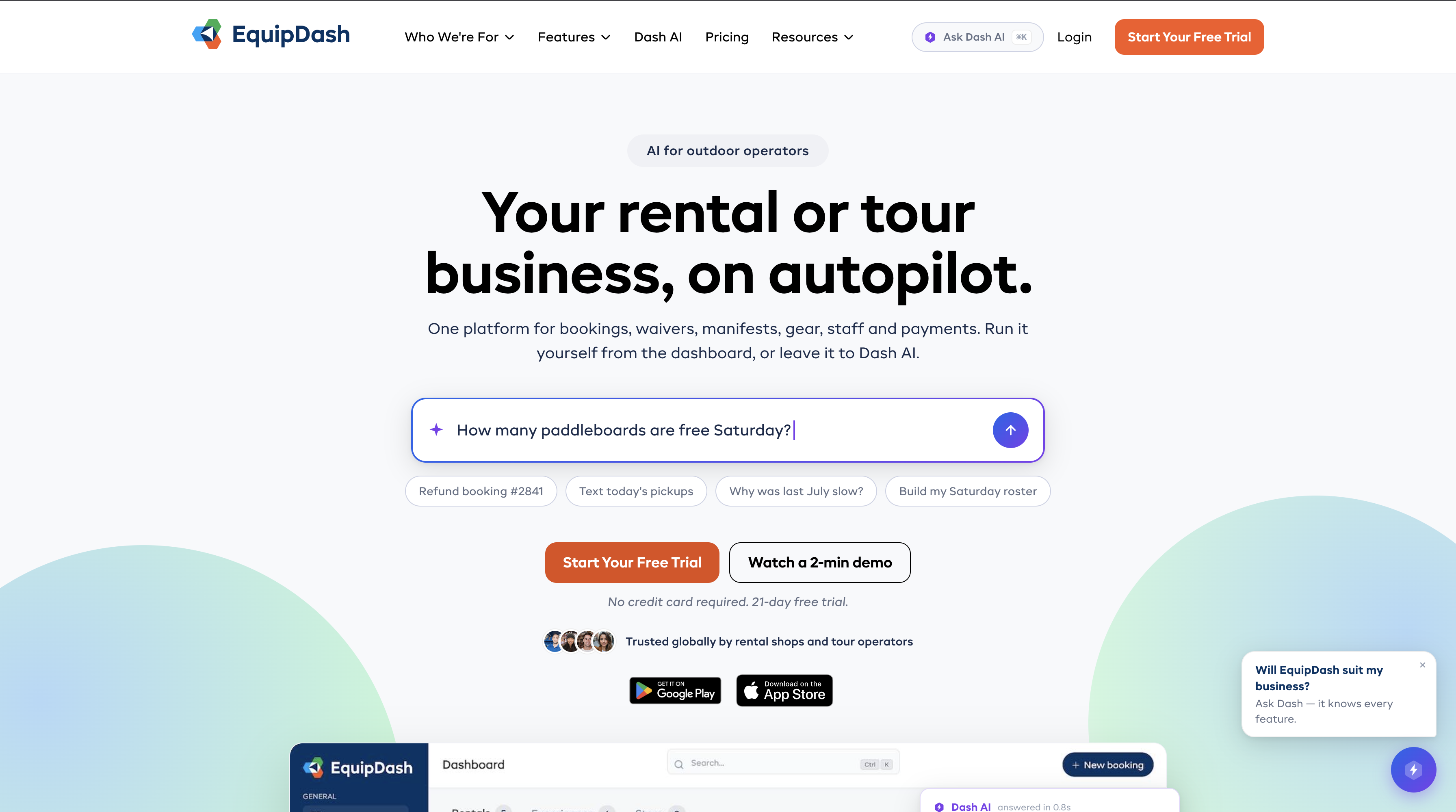 EquipDash — Rental & Tour Operations Platform preview